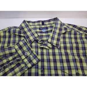 MADE Cam Newton Shirt Men XXL Green Plaid Button Up Long Sleeve Roll Tab Cotton‎